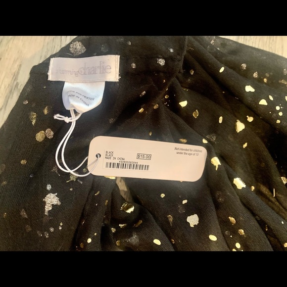 NWT Charming Charlie black w/ gold foil infinity scarf 🖤✨ - Picture 2 of 3